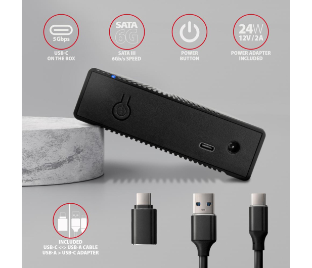Axagon EE35-GTR USB-C 5Gbps RIBBED box 3,5" - 1485443 - zdjęcie 4